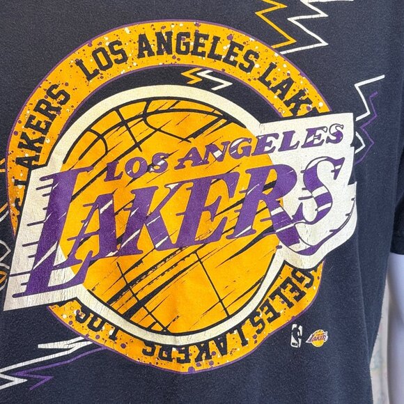 Mitchell & Ness Los Angeles Lakers Vintage-Style Large T-Shirt Black 100% Cotton - Picture 3 of 9